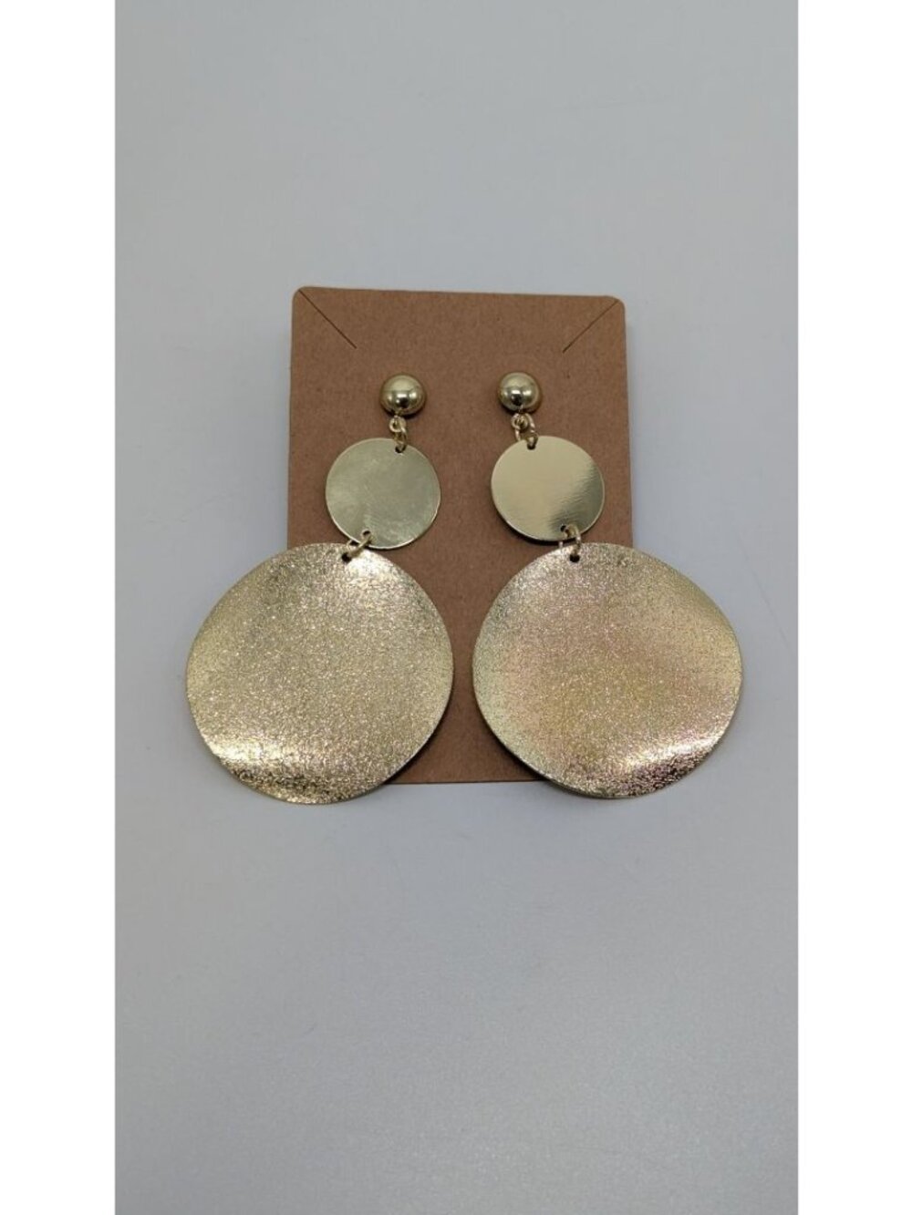 Gold-Tone Double-Disc Shimmer Finish Dangle Stud Earrings